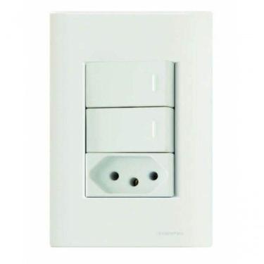 Imagem de Conjunto 4x2 2 Interruptores Simples 10 A 250 V 1 Tomada 2p+t 10 A 250 V Tramontina Giz