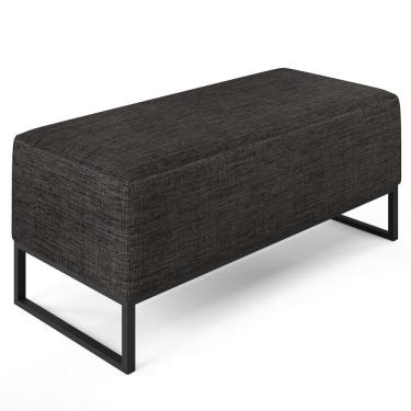 Imagem de Puff Cléo W01 Base De Ferro 90 Cm Linho Chumbo