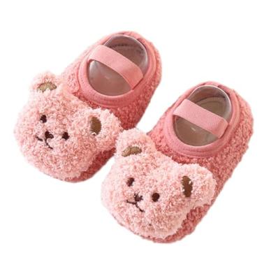 Imagem de Meias de lã de urso fofas para bebês de 0 a 4 anos, sapatos quentes de inverno para caminhada e engatinhar, rosa, 12-24 Months Toddler