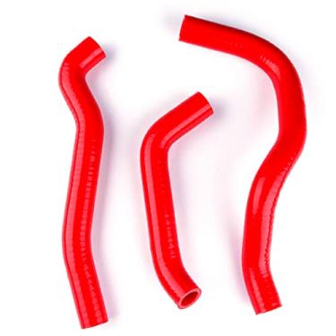 Imagem de XAJINGSU Kit de mangueira de refrigeração de radiador de silicone compatível com Kawasaki KLR650 1987-2007 3 peças, 11 cores (vermelho)