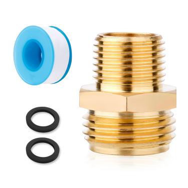 Imagem de Adaptador de mangueira de jardim de latão, conector adaptador de mangueira de água NPT de 3/10.2 cm GHT para 1/5.1 cm NPT com juntas e fita de vedação de rosca para chuveiro de banheiro de jardim