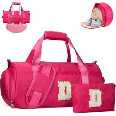 Imagem de Vogewood Presente para meninas de 3, 4, 5, 6, 7, 8, 9, 10, 11 e 12 anos, bolsa de viagem para meninas, bolsa infantil com compartimento para sapatos, bolsa de dança de balé de ginástica personalizada