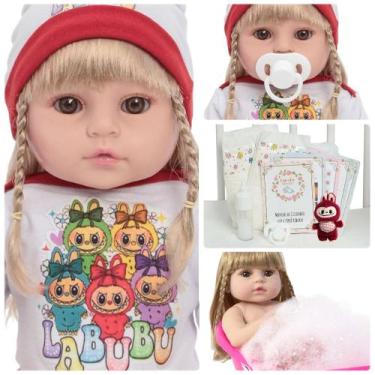 Imagem de Boneca Reborn Loira Princesa Com Pelúcia Kit Acessórios - Cegonha Rebo