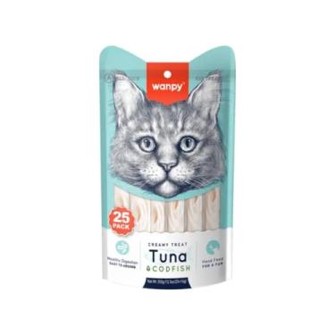 Imagem de Petisco Para gato Wanpy Creamy Atum E Bacalhau Pacote 350g (14g X 25 Unidades)