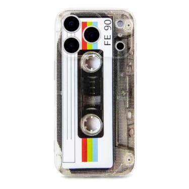 Imagem de FAteamll Capa para iPhone 17 Pro acabamento fosco capa traseira macia resistente com cantos reforçados TPU macio amortecedor retro fita cassete capa compatível com iPhone 17 Pro