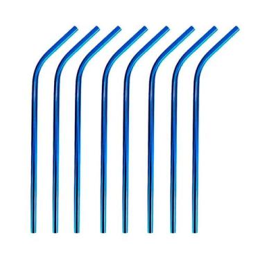 Imagem de Kit 50 canudos de inox curvos 6mm com 21,5cm - CAN.U.DO, Azul
