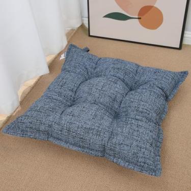 Imagem de SINSOSSO Almofada de cadeira grande, espessa, 55,88 cm, enchimento de espuma viscoelástica quadrada antiderrapante para suporte de costas de escritório/ioga interna/assentos no chão, azul, 1 peça