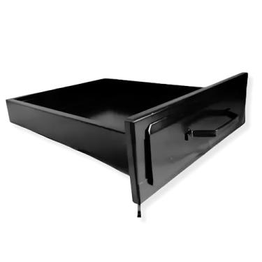 Imagem de Cinzeiro Gaveta Coletora para Churrasqueira em Aço Carbono Preto, 5x25x36cm, Gaveta Removível para Cinzas com Frente 10x31cm, Alta Resistência Térmica