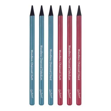 Imagem de Conjunto de lápis de carvão vegetal sem madeira, 12 unidades - macio, 