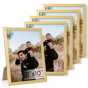 Imagem de Heimlove Conjunto de 5 porta-retratos 20,3 x 25,4 cm, molduras douradas, 20,3 x 25,4 cm, colagem de parede ou mesa para documentos de certificado