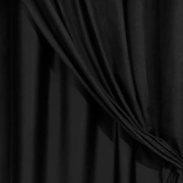 Imagem de Cortina Voil Gaze De Linho 3,00 x 2,20/2,30/2,40/2,50/2,60/2,70/2,80 C/forro Blackout Grosso Original(LINHO PRETO,2,60)