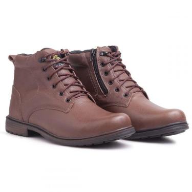 Imagem de Bota Coturno Em Couro Pires Shoes Sola Borracha Macia Com Cadarço, 41,