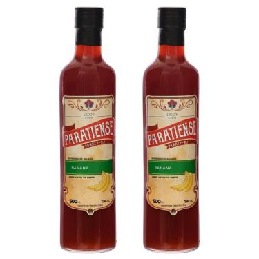 Imagem de Kit 2 Licores Banana Paratiense 500 ml Creme Sabores Fino Tradicional 
