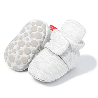 Imagem de Botas antiderrapantes de algodão macio para bebês, meninos, meninas, quentes, de lã, aconchegante, para uso interno, meias de inverno e berço, 01 - Cinza, 12-18 Months Toddler