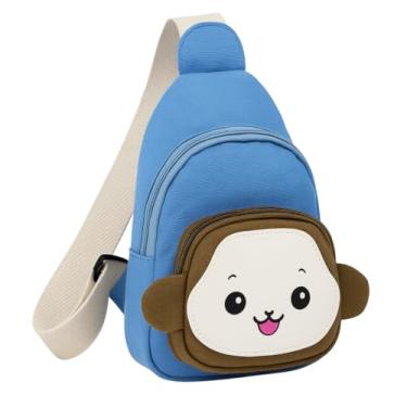 Imagem de Bolsa Tiracolo Infantil Macaco Fofo – Mini Sling Bag Unissex com Alça Ajustável, 2 Bolsos e Design Lúdico