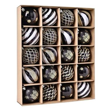 Imagem de Enfeites de bola de árvore de Natal, conjunto de 20 quilates, decorações clássicas de Natal douradas e brancas, ornamentos de pendurar inquebráveis para decoração de Natal