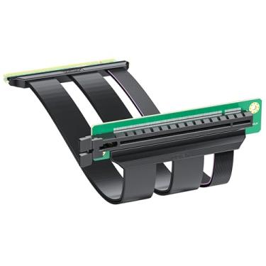 Imagem de 10Gtek Cabo Riser PCIe 4.0 x16, macho 180° para fêmea 90° para placas gráficas de montagem vertical, compatível com RTX4090, RTX4080, RX7900XTX, 20 cm/0,66 pés