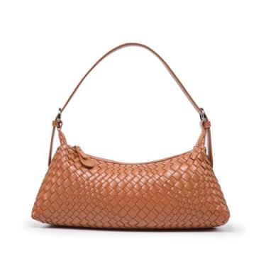 Imagem de MELOLILA Bolsa tiracolo de tecido pequena bolsa trançada feminina, Marrom, Casual