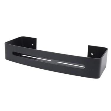 Imagem de Prateleira Flutuante para Banheiro, Montagem na Parede, Chuveiro, Rack de Banho, Camada única, Alumínio, Prateleiras de Parede Flutuantes Com Ganchos (Preto)