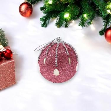 Imagem de Generic 1 peça de enfeites de bolas de Natal redondas com glitter em pó de espuma roxa 8 cm
