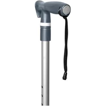 Imagem de Bengala Tipo T Ajustável em Alumínio Grafite Escuro com Ponteira Articulada e Apoio Anatômico 100kg