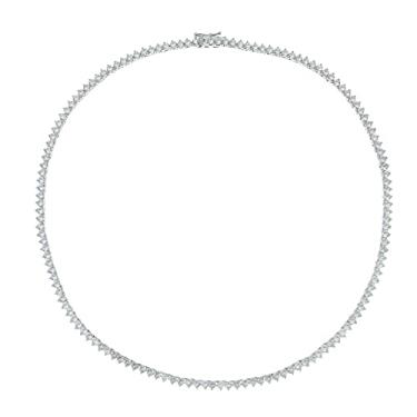 Imagem de Piuka Colar Riviera Três Pontas Catarina Zircônias Folheado Em Ródio Branco