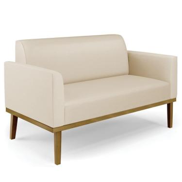 Imagem de Sofá Namoradeira Base Madeira Castanho Maressa Sintético Bege - Ibiza
