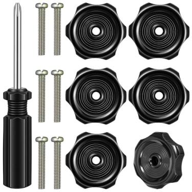 Imagem de guduling Pacote com 6 maçanetas de janela para trailer e botão de ventilação, eixo de 1/5.1 cm, substituição de maçaneta de janela Rv de 6 cm de diâmetro com chave de fenda, puxadores estrela para