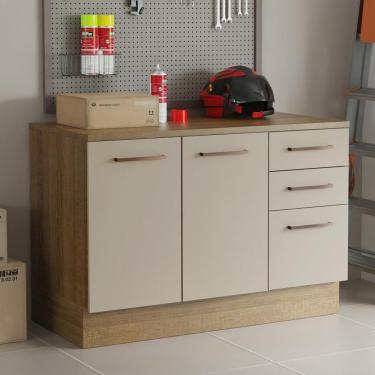 Imagem de Balcão Multiuso 120cm 2 Portas 3 Gavetas Rustic