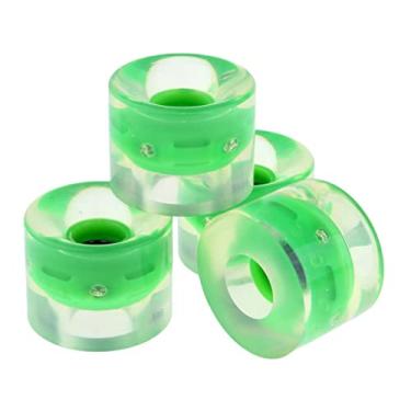 Imagem de Pacote com 4 rodas de longboard brilhantes - Up at Night for Safe Street Riding - Material PU para Downhill Cruising - Kit de substituição de skate - Verde