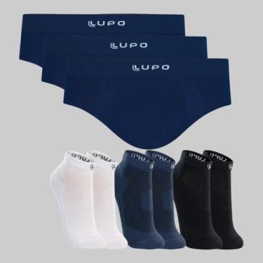 Imagem de Kit 3 Cuecas Slip Micromodal e 3 Pares de Meias Lupo 00681-03225 Cor: 