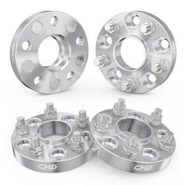 Imagem de Cmd motoring Adaptadores de roda de 1 polegadas/25 mm 5 x 112 a 5 x 114,3, espaçador usinado CNC forjado Hubcentric 66,6 (Hub) a 60,1 (roda) furo M12x1,5 pinos com cubos 5x112 para montar rodas 5 x