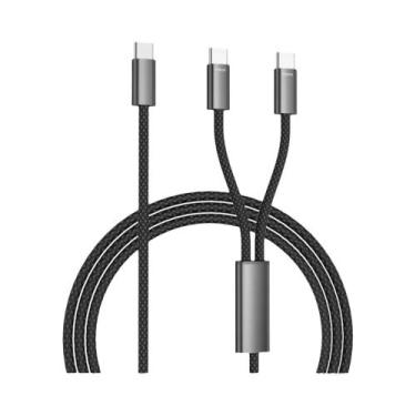 Imagem de Cabo USB Tipo C Duplo Para Carregamento Rápido 2 Em 1 PD 60W Para iPho