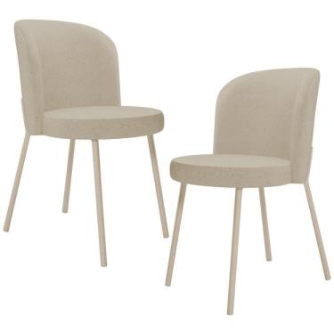 Imagem de Kit 02 Cadeiras Para Sala De Jantar Cozinha Estofada Gavi Arena L02 Linho Bege Escuro - Lyam Decor