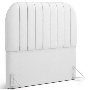 Imagem de Cabeceira Cama Box Casal Estofada Orgânica 140cm Alice W01 Facto Branco - Lyam Decor