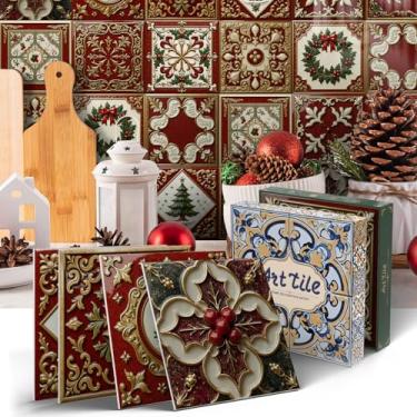 Imagem de BUYBLIFE Retire e cole Backsplash para cozinha, decalques de azulejo autoadesivos mexicanos à prova d'água adesivos de azulejo para armários de banheiro DIY decoração de casa (12 folhas 15 x 15 cm)