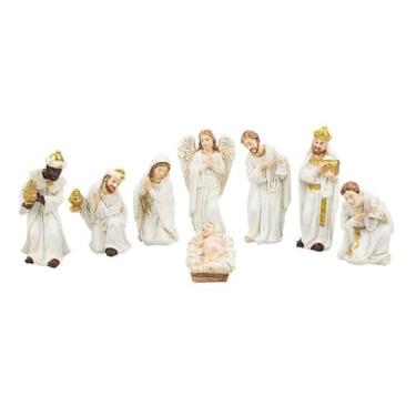 Imagem de Presépio Vestimenta Branca Com 8 Peças 7.5cm - Enfeite Resina AS351596-1-M
