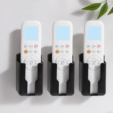 Imagem de Caixa de armazenamento com controle remoto universal, 3 peças, não perfurada, montagem na parede, controle remoto de ar condicionado (preto, 10 x 6 x 4,1 cm)