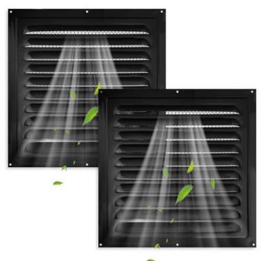 Imagem de ASTIMESA 2 pacotes de 25 x 25 cm, ventilação de porta de metal com tela de tela, abertura de tampa de grade de ar de retorno para paredes de casas, ventilação externa preta