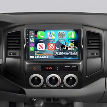 Imagem de Volxcereo Rádio veicular de 23 cm para Toyota Tacoma 2005-2015, tela sensível ao toque com Android Tacoma estéreo com CarPlay sem fio/Android Auto/AM/FM/DSP/Bluetooth/Navegação GPS/WiFi, 2 + 64 G