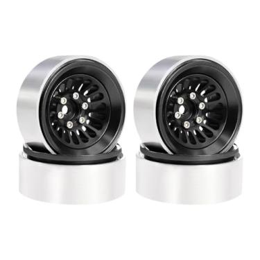 Imagem de menolana Conjunto de 4 aros de roda reforçados para upgrade, compatíveis com pneus de carros RC SCX24 e TRX4M nas escalas 1/18 e 1/24. Acessórios para veículos, Preto