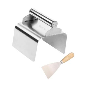 Imagem de RNXRZANK Desempenadeira de Meio-fio para Paisagismo, Desempenadeira de Canto, Ferramenta para Moldar Concreto E Cimento em Alvenaria, Ideal para Projetos de Fa, Prata de Borda Reta, Tamanho real