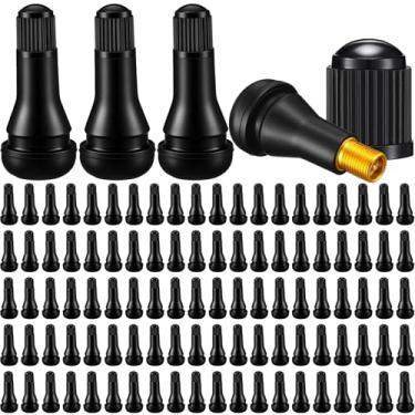 Imagem de BBTO TR413 Hastes de válvula sem câmara - Hastes de válvula de encaixe de borracha, preto, comprimento padrão, substituição para aros sem câmara de ar de carro (180 peças)
