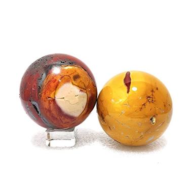 Imagem de ASPROD Belos cristais naturais de cristal quartzo amarelo vermelho mookaite esfera pedra reiki bola sala casa aquário decoração pedras preciosas primárias e minerais (tamanho: 8-8,5 cm)