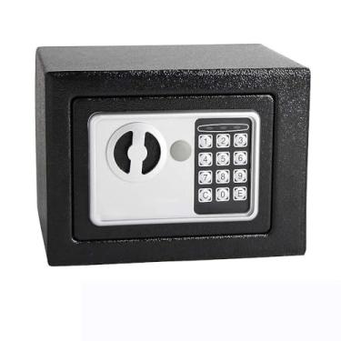 Imagem de Cofre eletrônico pequeno de segurança com fechadura digital, chave de substituição e estrutura de aço, 23 x 17 x 17 cm para uso doméstico e escritório (preto)
