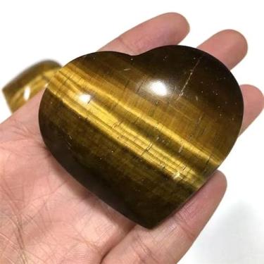 Imagem de Pedras preciosas de cristal amarelo de 5 cm, coração de olho de tigre natural para atacado, 1 peça, pedras primárias e minerais