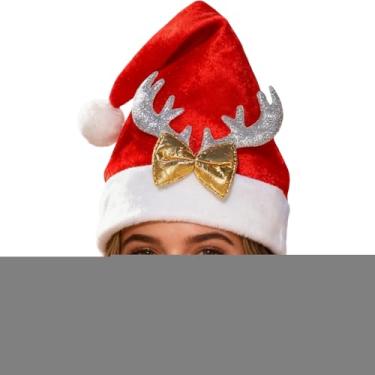 Imagem de Chapéu De Natal - Chapéu de Festa Macio com Chifres de Rena - de Natal Pelúcia para Homens,Para Aniversários Feriados Ano Novo Mulheres Rapazes Raparigas Jovens E Adolescentes