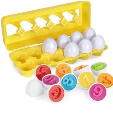 Imagem de Brinquedo Educativo jogo Encaixar cartela 12 Ovos Números