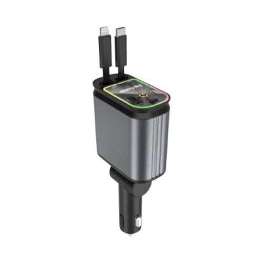 Imagem de Carregador Rápido Para Carro 180W 5 Em 1 USB Tipo-C Retrátil Para Tele