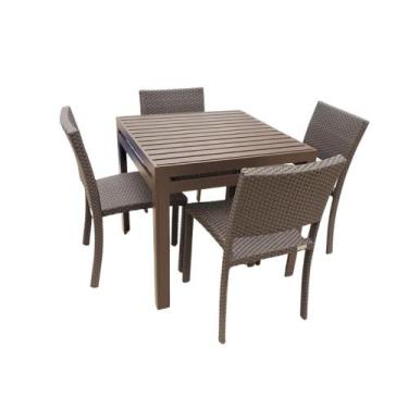 Imagem de Jogo de mesa para piscina jardim com 4 cadeiras fibra e alumínio - Sar